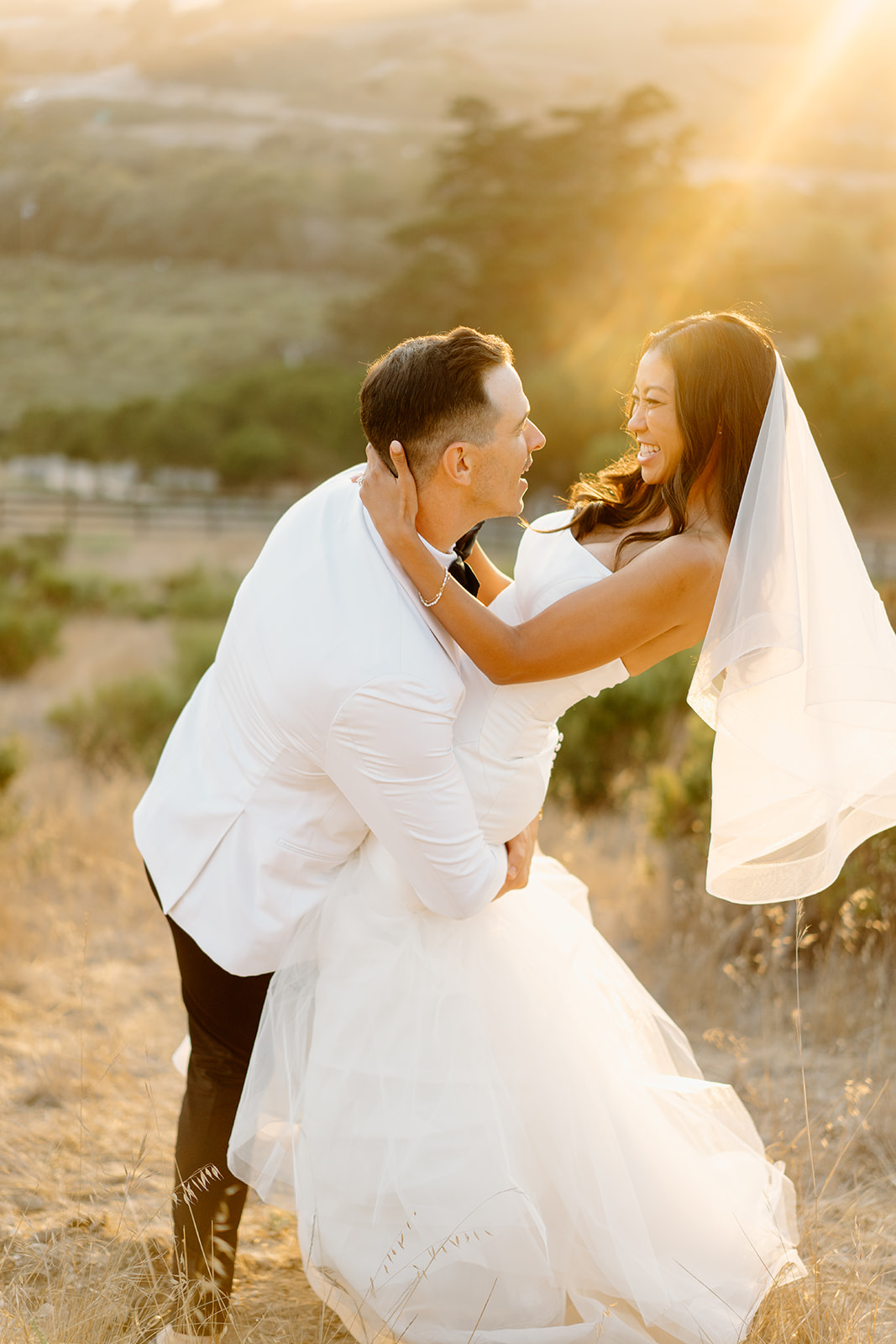 Sunset Photos with newlyweds at Chateau Noland in San Luis Obispo California - Cobblestone