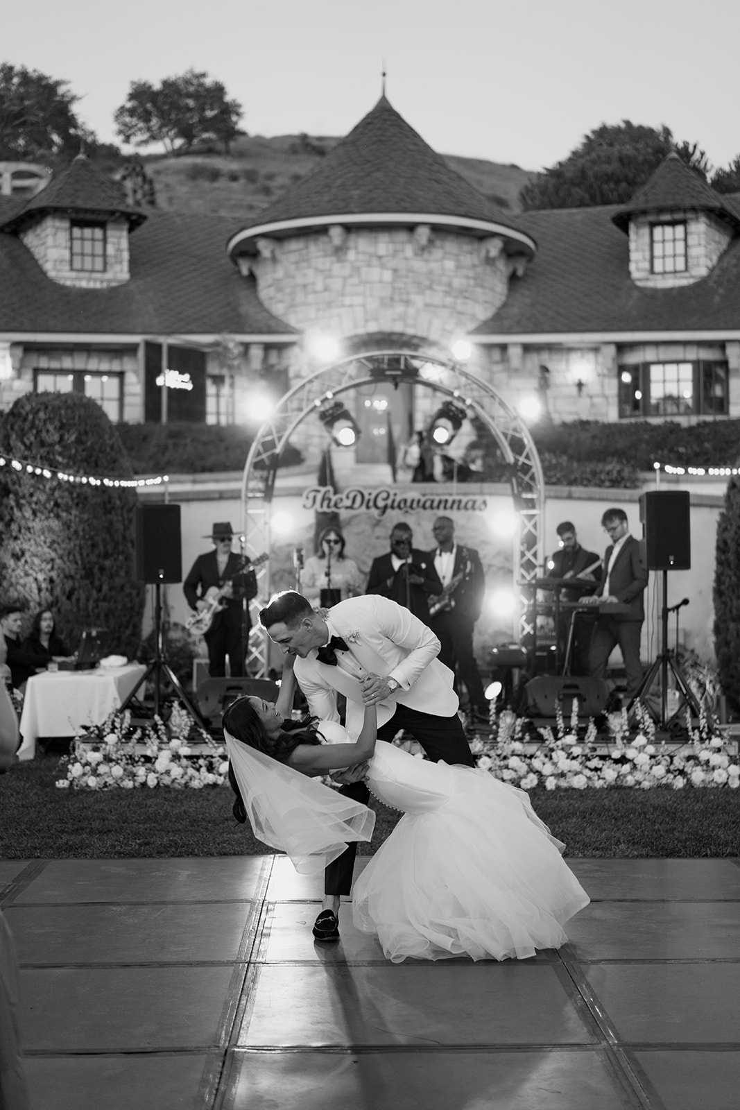 First dance with the bride and groom during wedding at Chateau Noland in San Luis Obispo California - Cobblestone
