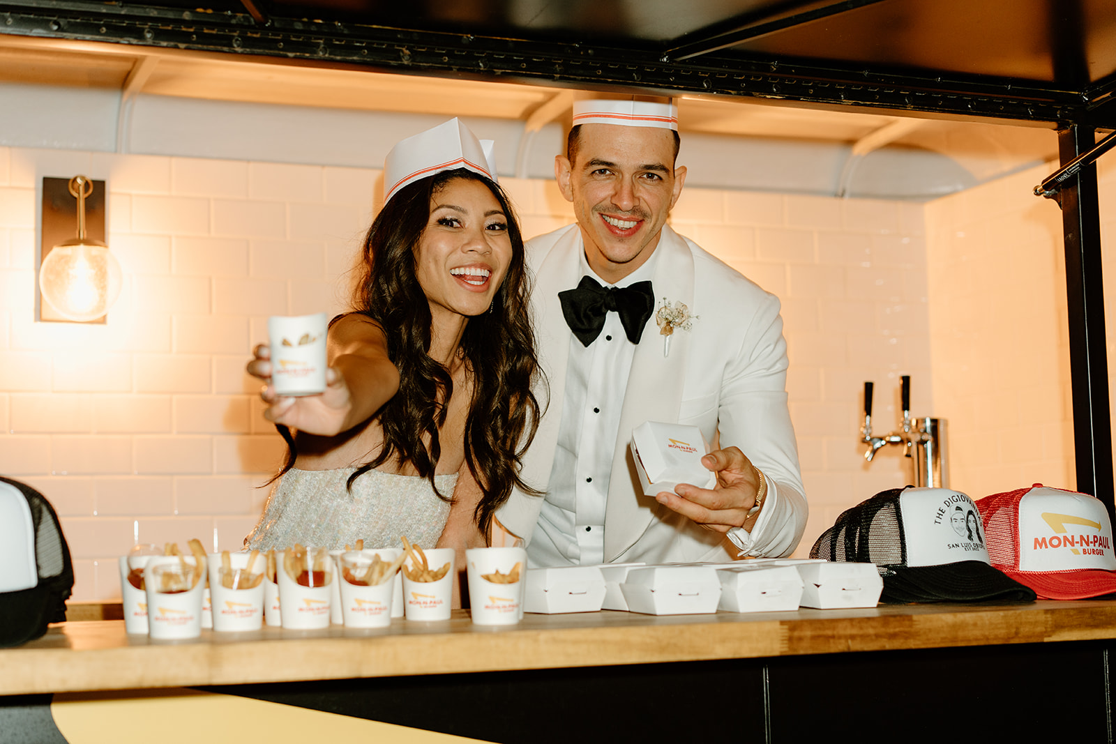 Bride and groom eating in and out at wedding at Chateau Noland San Luis Obispo California - Cobblestone
