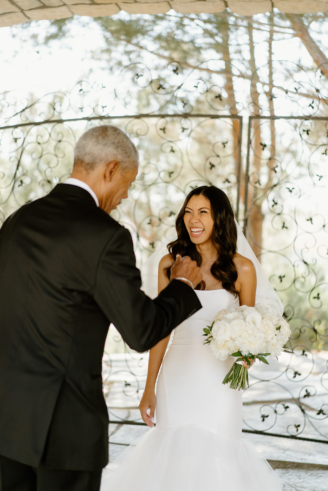 Bride sees father for first time at Chateau Noland wedding in San Luis Obispo California - Cobblestone