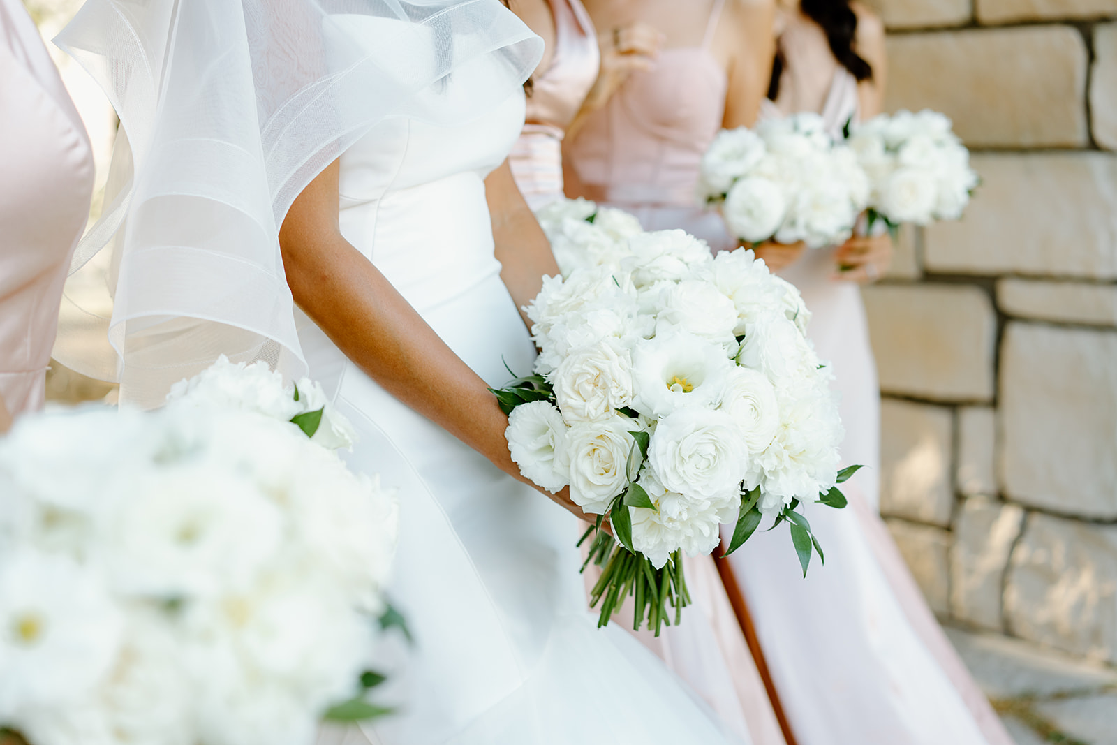 Close up on florals at Chateau Noland wedding in San Luis Obispo California - Cobblestone