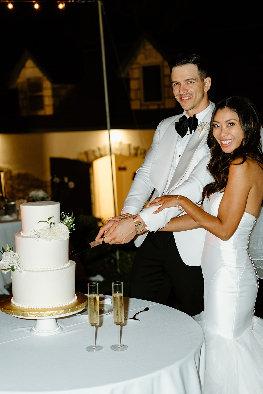 wedding cake cutting at Chateau Noland San Luis Obispo California - Cobblestone