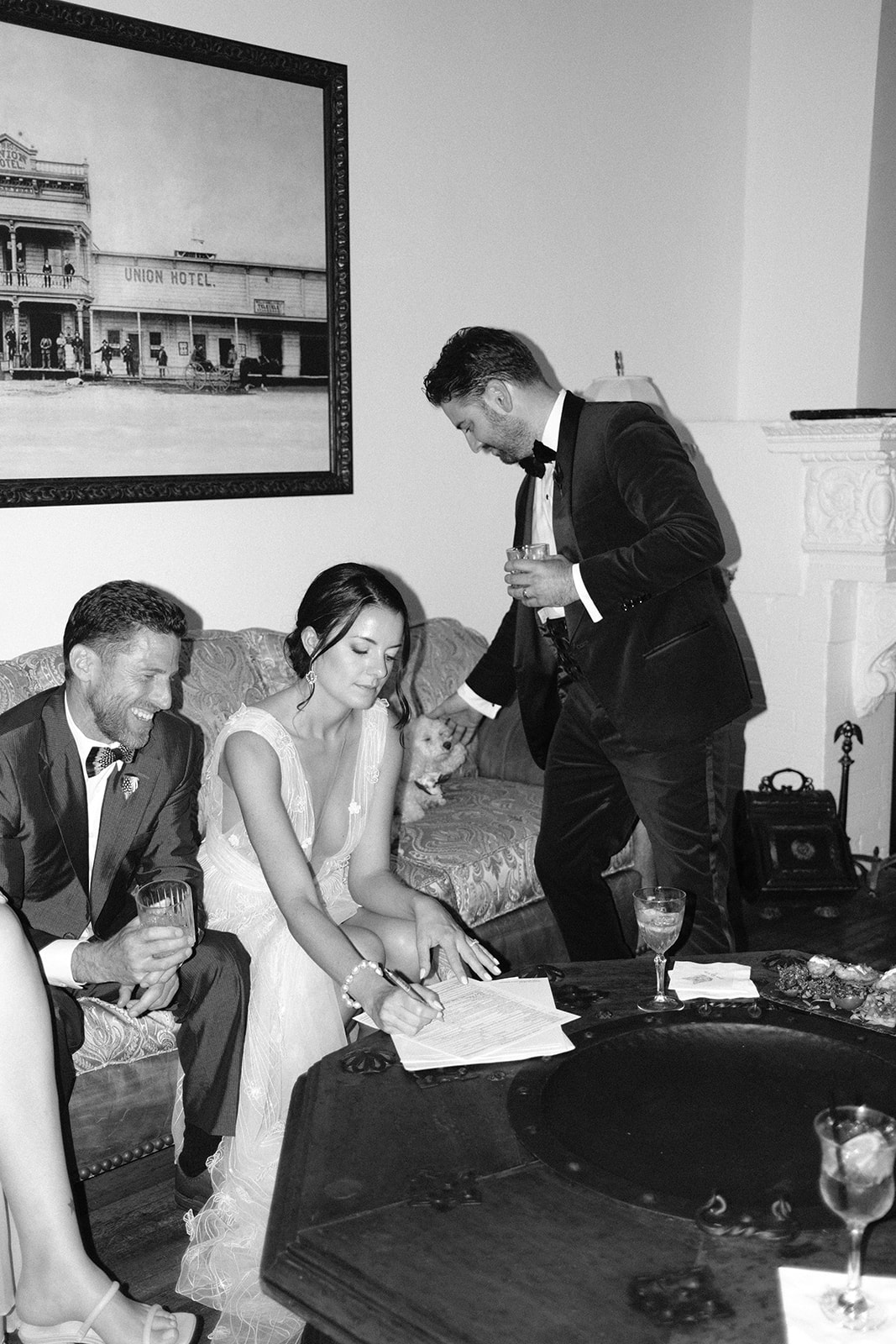 wedding licence signing at 1880 Union Hotel in Los Alamos, Ca photography by Cobblestone