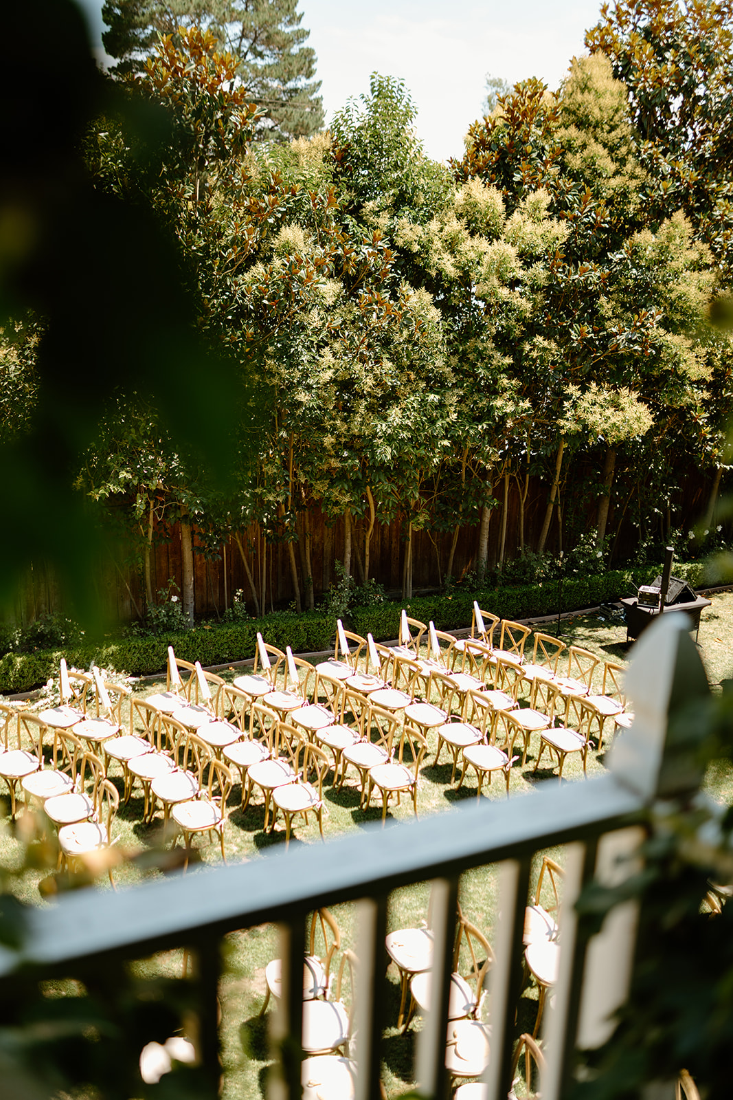 Chairs for wedding ceremony at 1880 Union Hotel in Los Alamos, Ca photography by Cobblestone