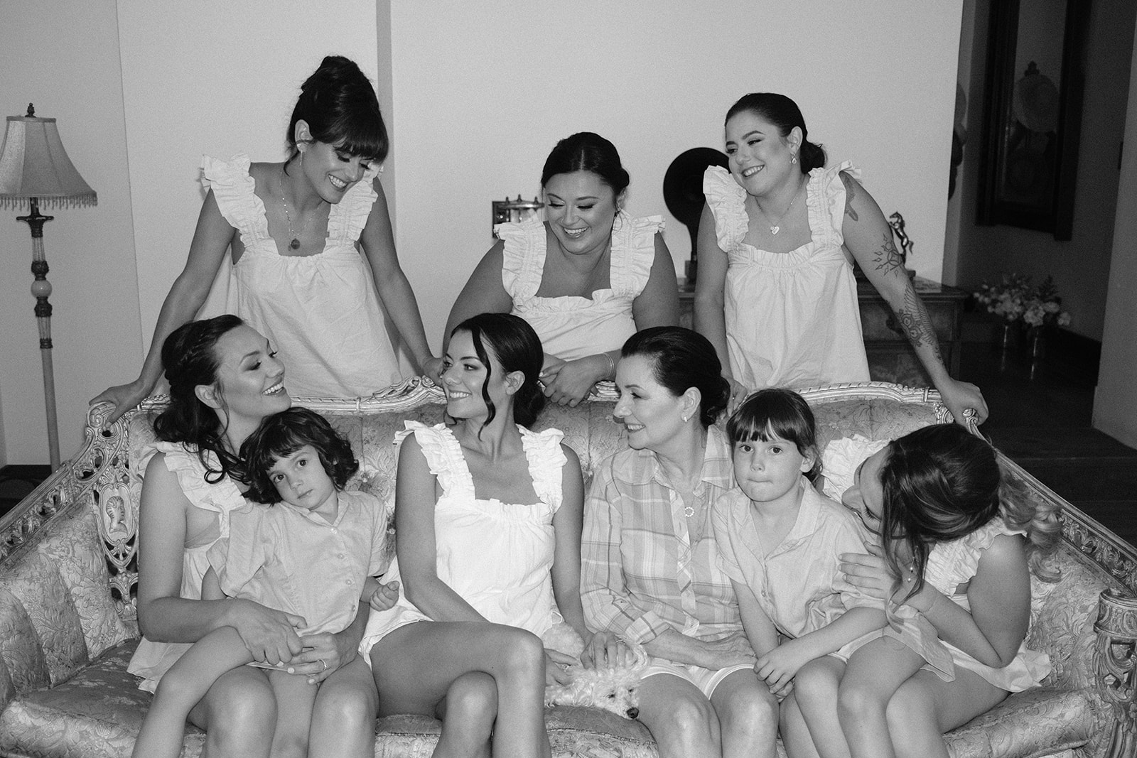 bridesmaids get ready for wedding at 1880 Union Hotel in Los Alamos, Ca photography by Cobblestone