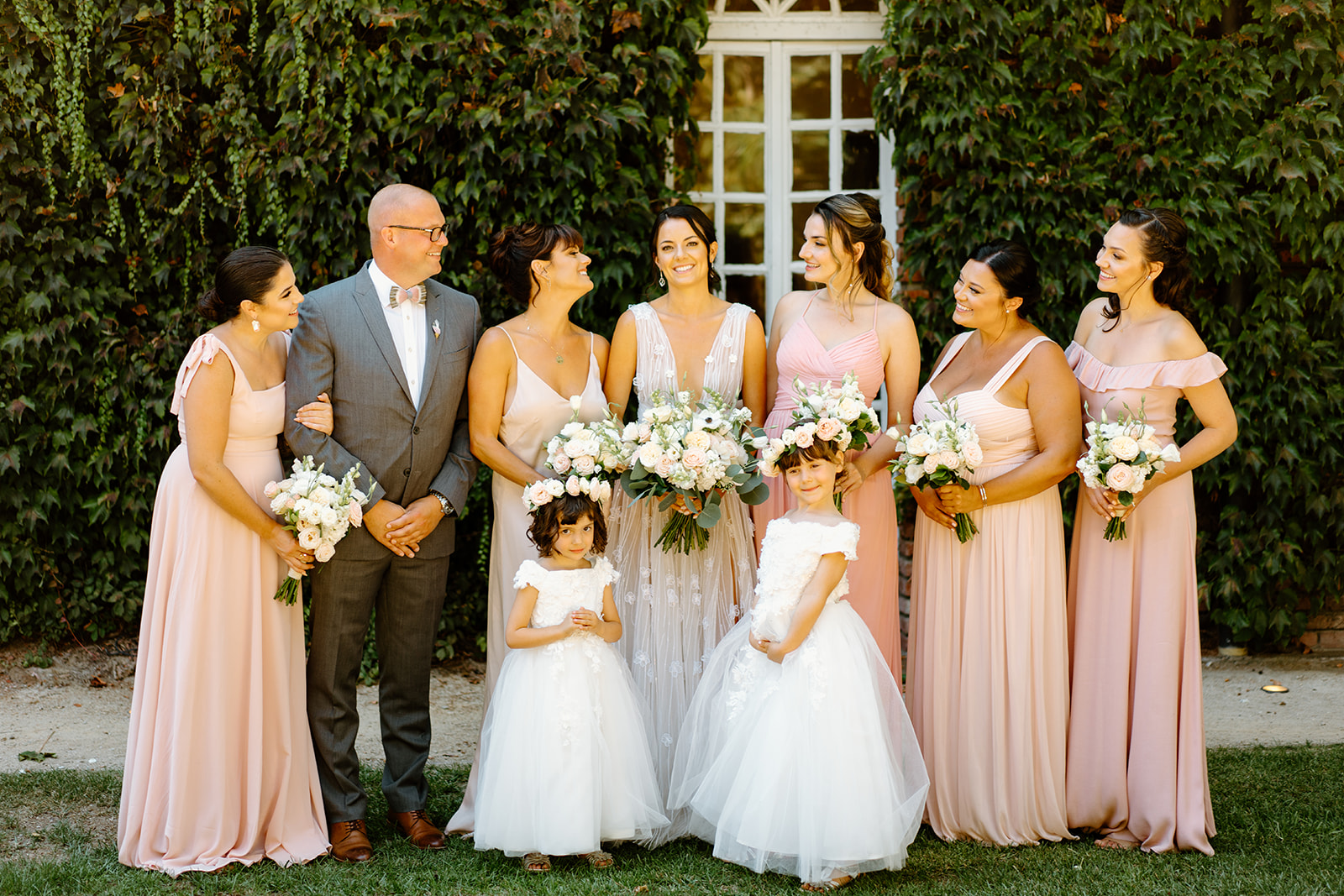 bridesmaids laugh at wedding at 1880 Union Hotel in Los Alamos, Ca photography by Cobblestone