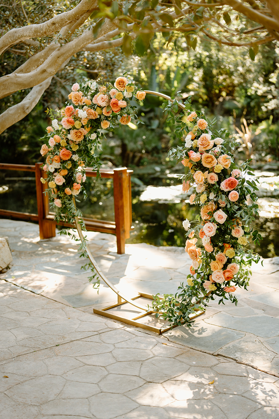 floral display at wedding at Oceanside California, photography by Cobblestone Weddings