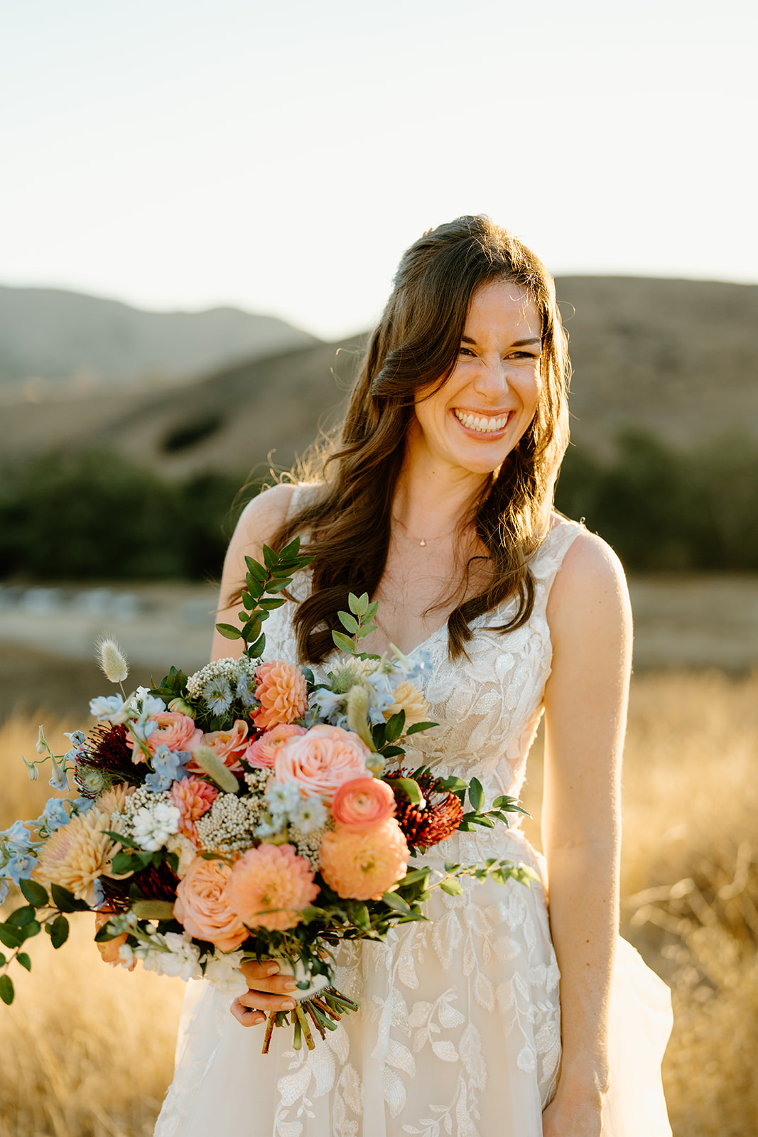 bride looking at groom at Higuera Ranch, San Luis Obispo CA, photography by Cobblestone