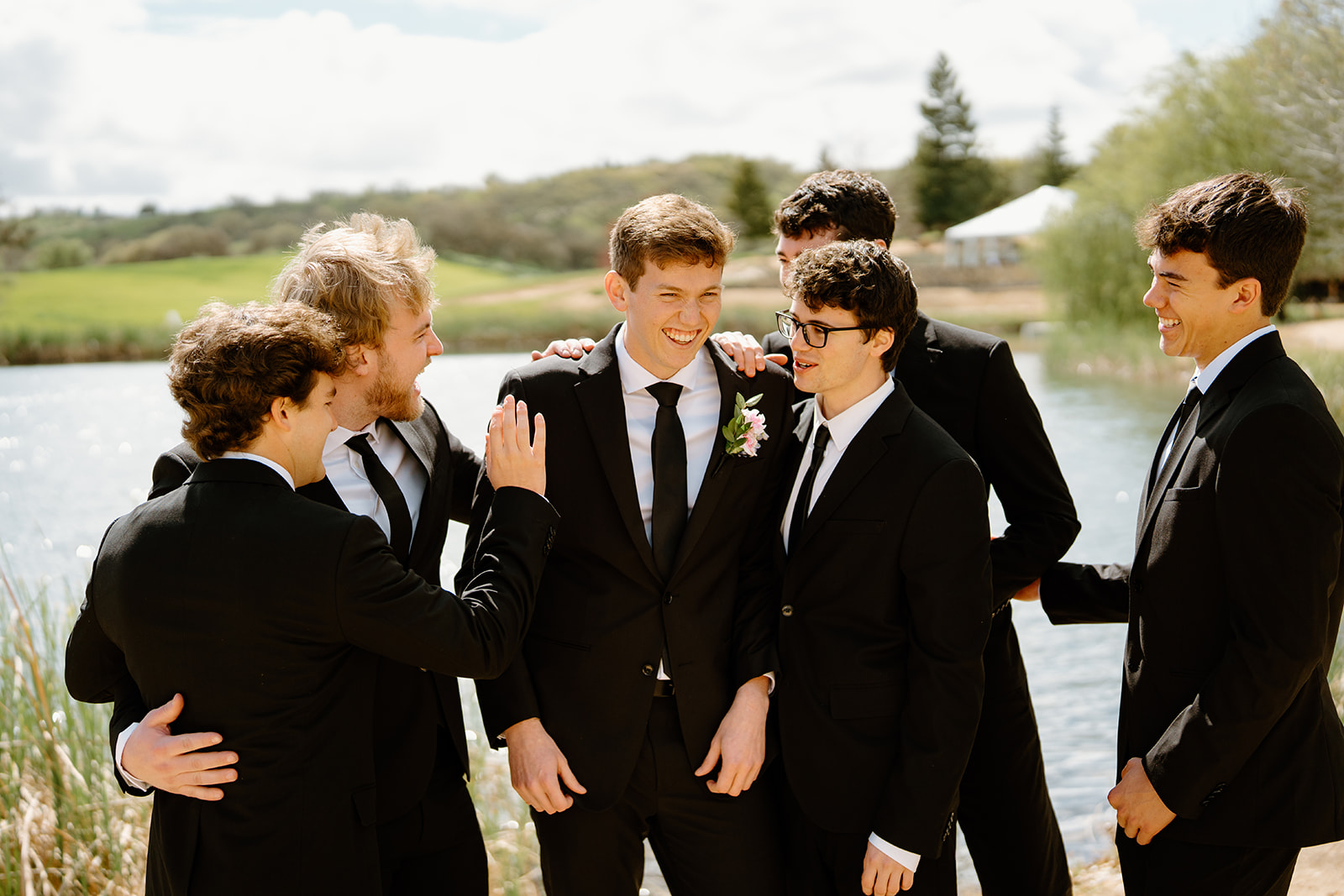groomsmen getting ready at wedding in San Luis Obispo CA, photography by Cobblestone