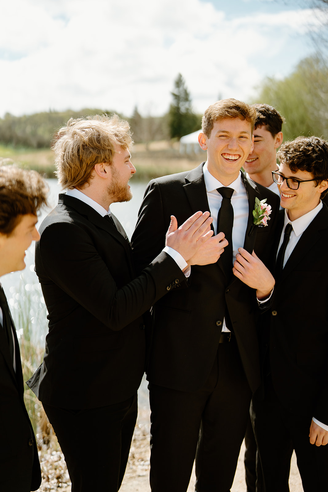 groomsmen getting ready at wedding in San Luis Obispo CA, photography by Cobblestone