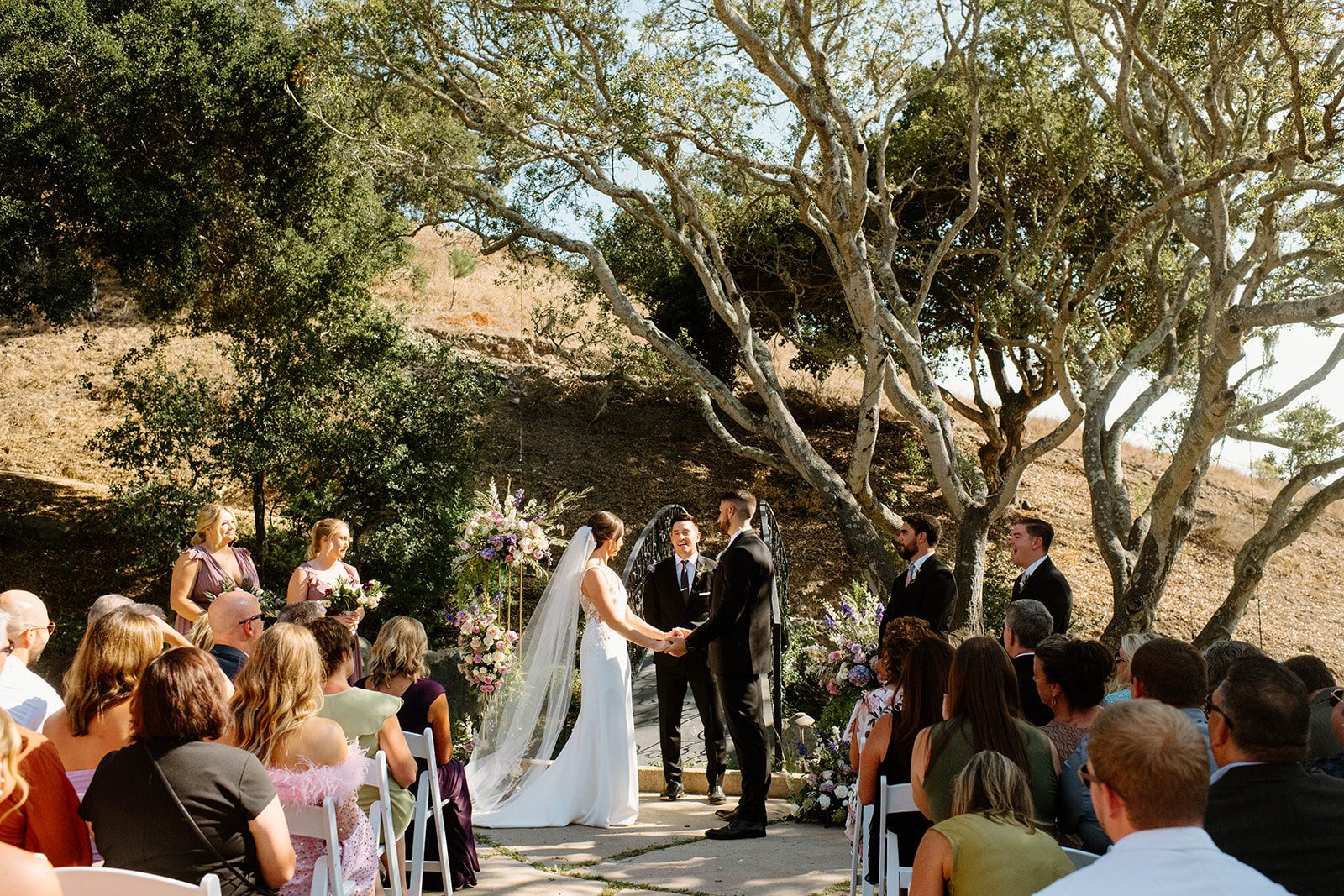 bride walk down isle at wedding in San Luis Obispo CA, photography by Cobblestone