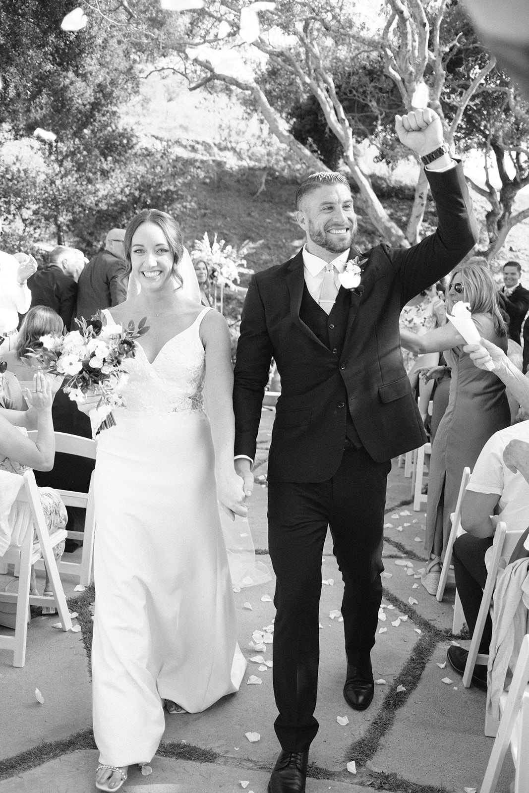 bride walk down isle at wedding in San Luis Obispo CA, photography by Cobblestone