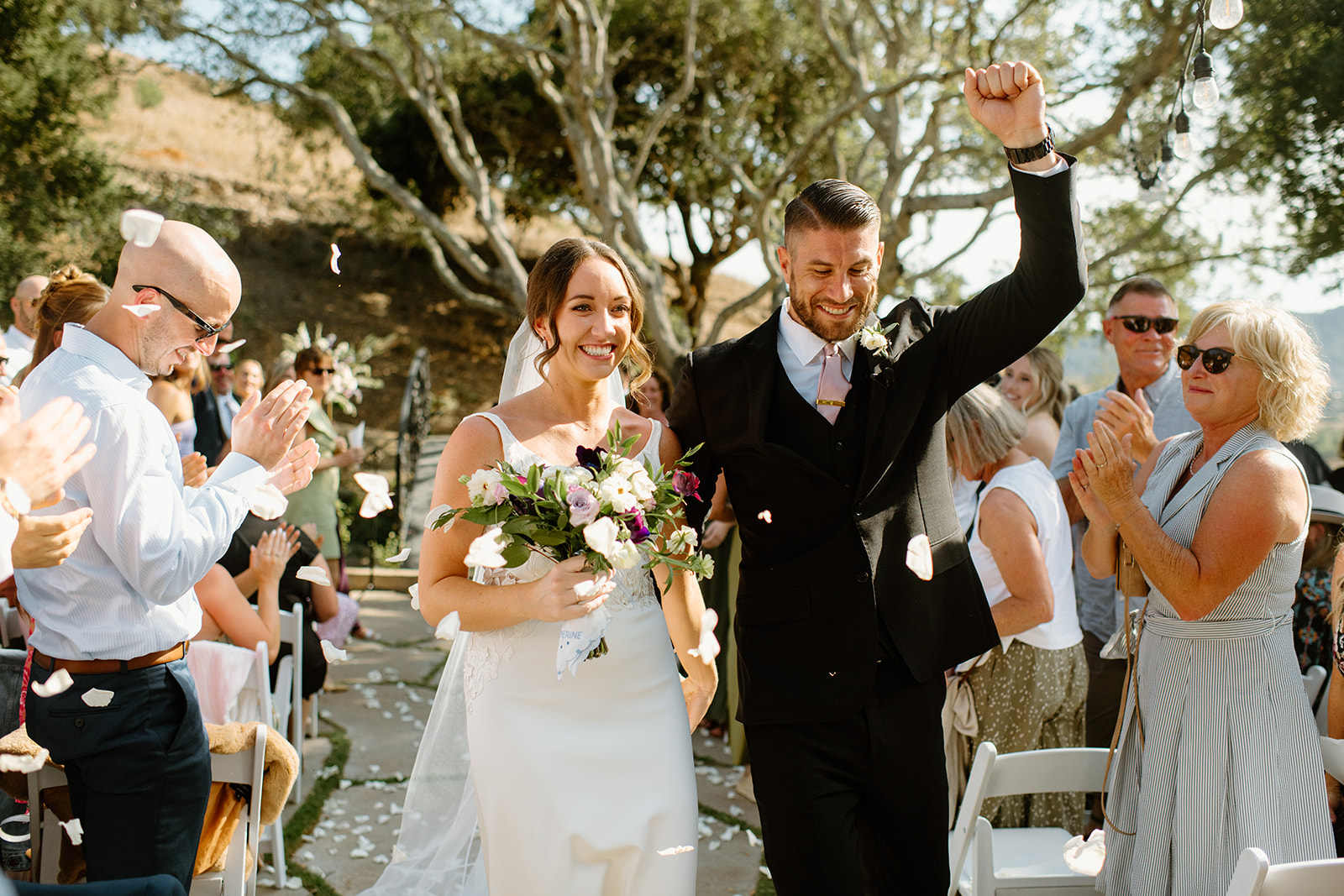 bride walk down isle at wedding in San Luis Obispo CA, photography by Cobblestone