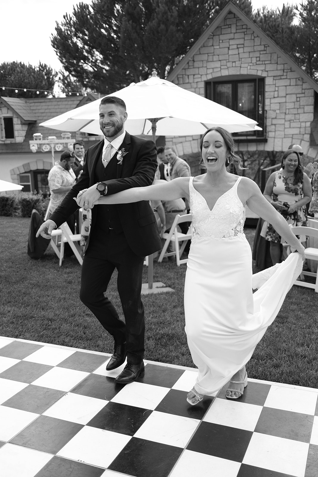 bride and groom first dance at wedding in San Luis Obispo CA, photography by Cobblestone