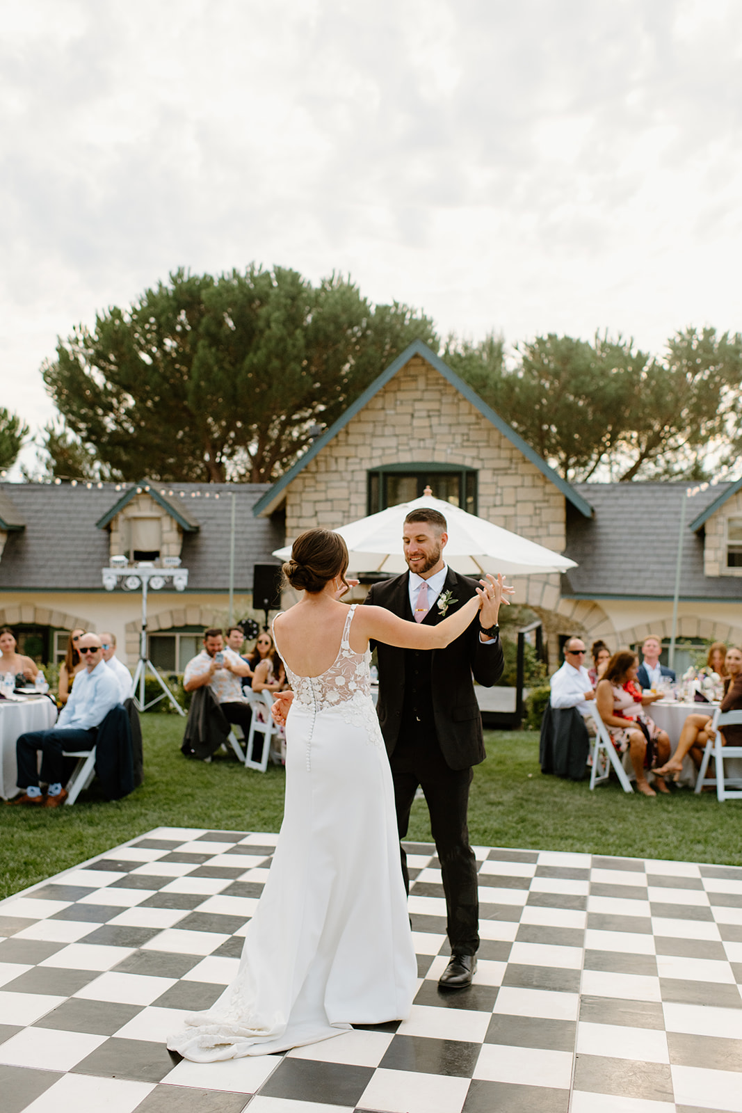 bride and groom first dance at wedding in San Luis Obispo CA, photography by Cobblestone