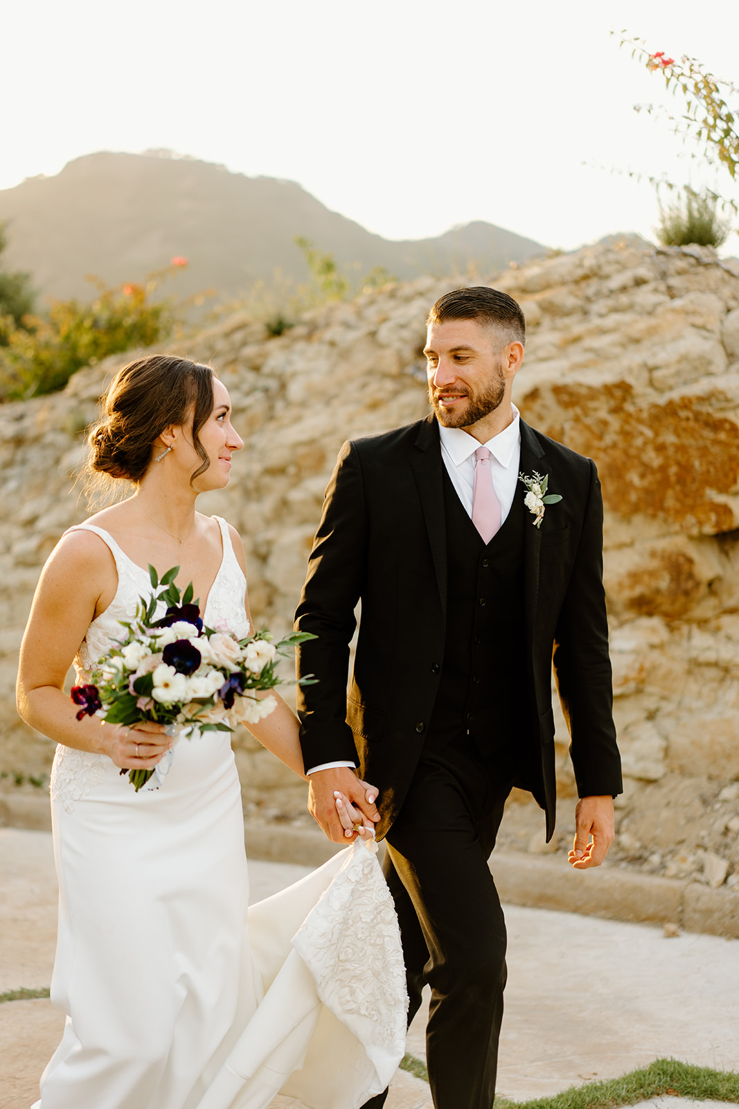 first steps with bride and groom after wedding in San Luis Obispo CA, photography by Cobblestone