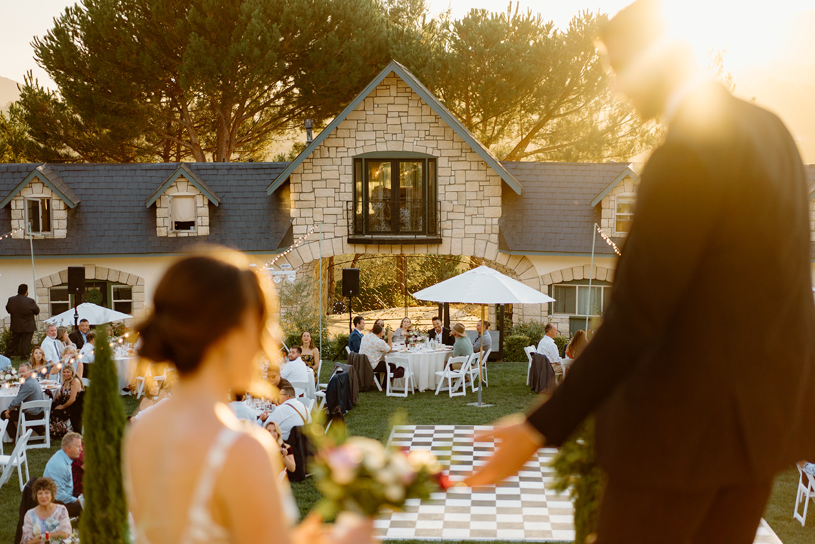 first steps with bride and groom after wedding in San Luis Obispo CA, photography by Cobblestone