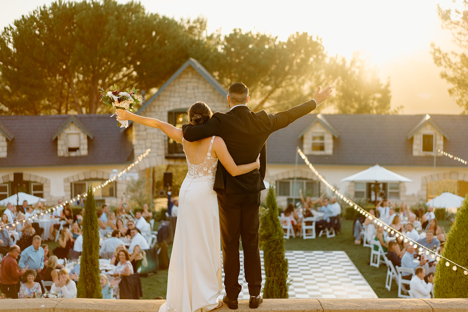 first steps with bride and groom after wedding in San Luis Obispo CA, photography by Cobblestone