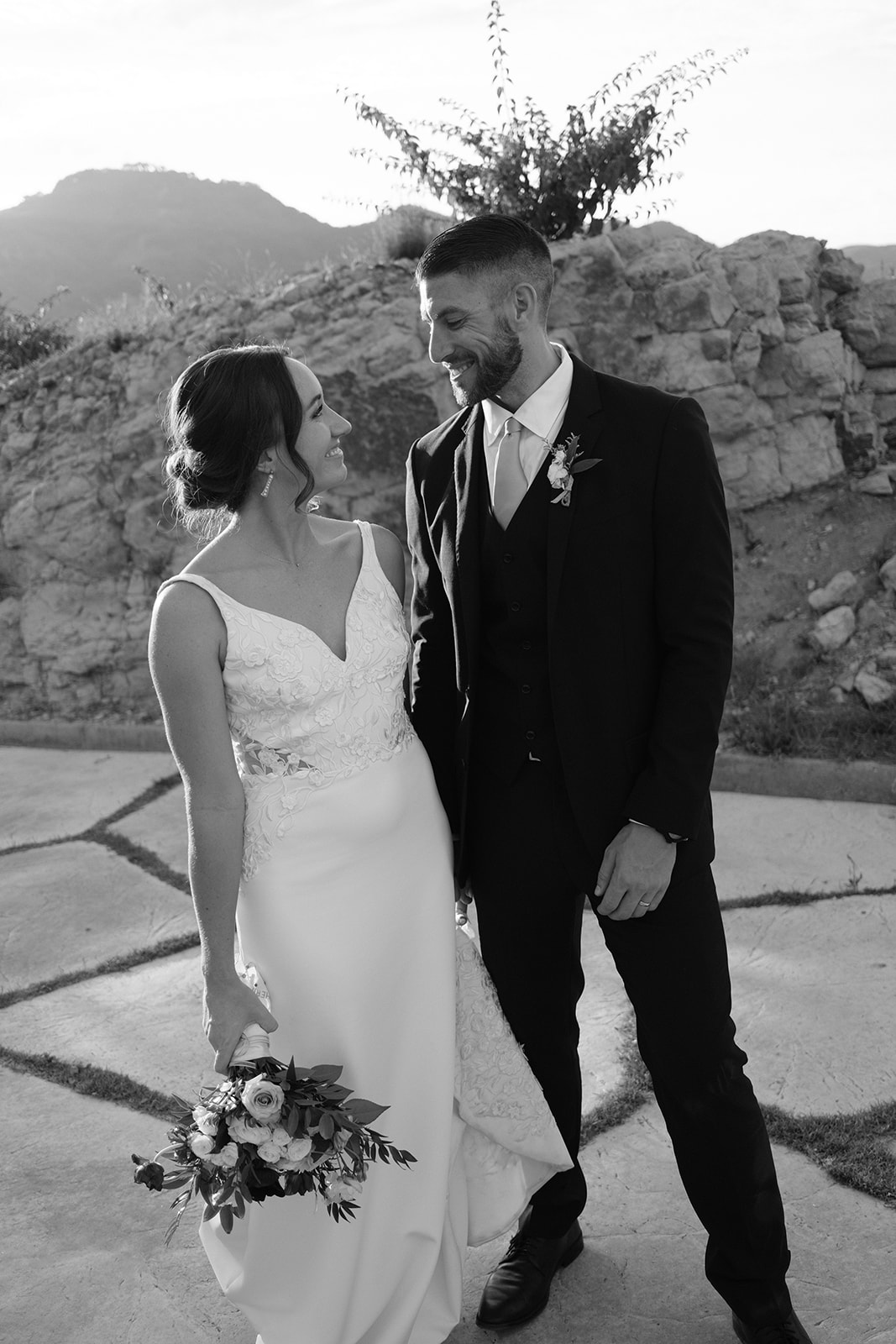 first steps with bride and groom after wedding in San Luis Obispo CA, photography by Cobblestone