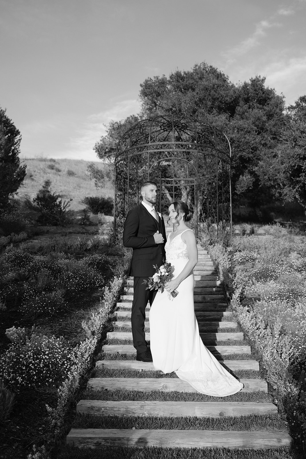 bride and groom pose after wedding in San Luis Obispo CA, photography by Cobblestone