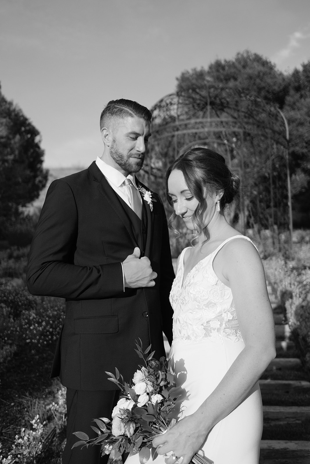 bride and groom pose after wedding in San Luis Obispo CA, photography by Cobblestone